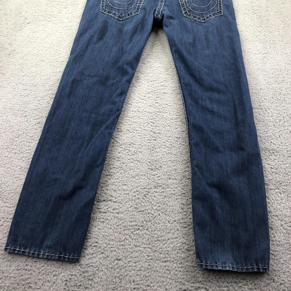 True Religion Jeans Mens 36x32 Blue Medium Wash Slim Skinny Flap Denim Pants